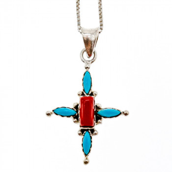 Sky Jewelry Серебряная цепочка с крестиком агат