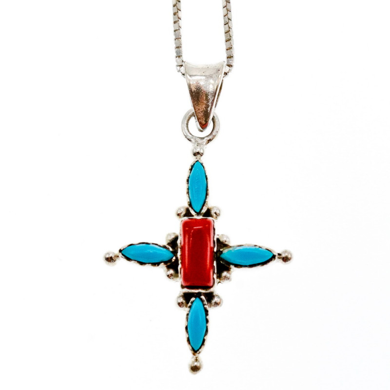 Sky Jewelry Серебряная цепочка с крестиком агат