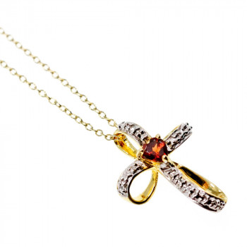 Sky Jewelry Серебряная цепочка с кулоном в позолоте гранат  Гранатовое сердце