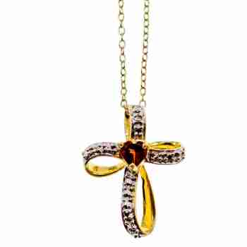Sky Jewelry Серебряная цепочка с кулоном в позолоте гранат  Гранатовое сердце