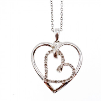 Sky Jewelry Серебряная цепочка с кулоном белый сапфир   Сердце