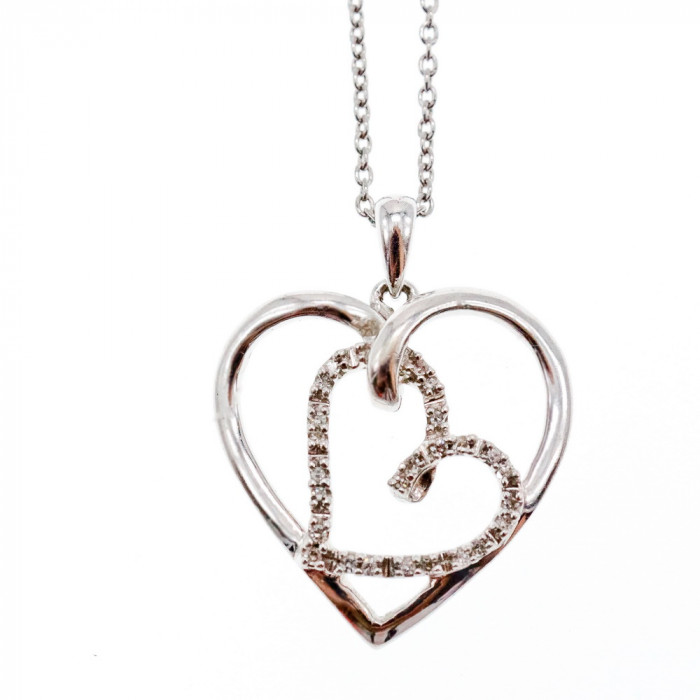 Sky Jewelry Серебряная цепочка с кулоном белый сапфир   Сердце