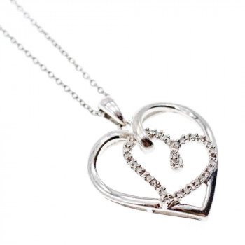 Sky Jewelry Серебряная цепочка с кулоном белый сапфир   Сердце