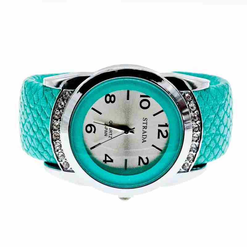 Sky Jewelry Часы с фианитами Strada Japan  Бирюза