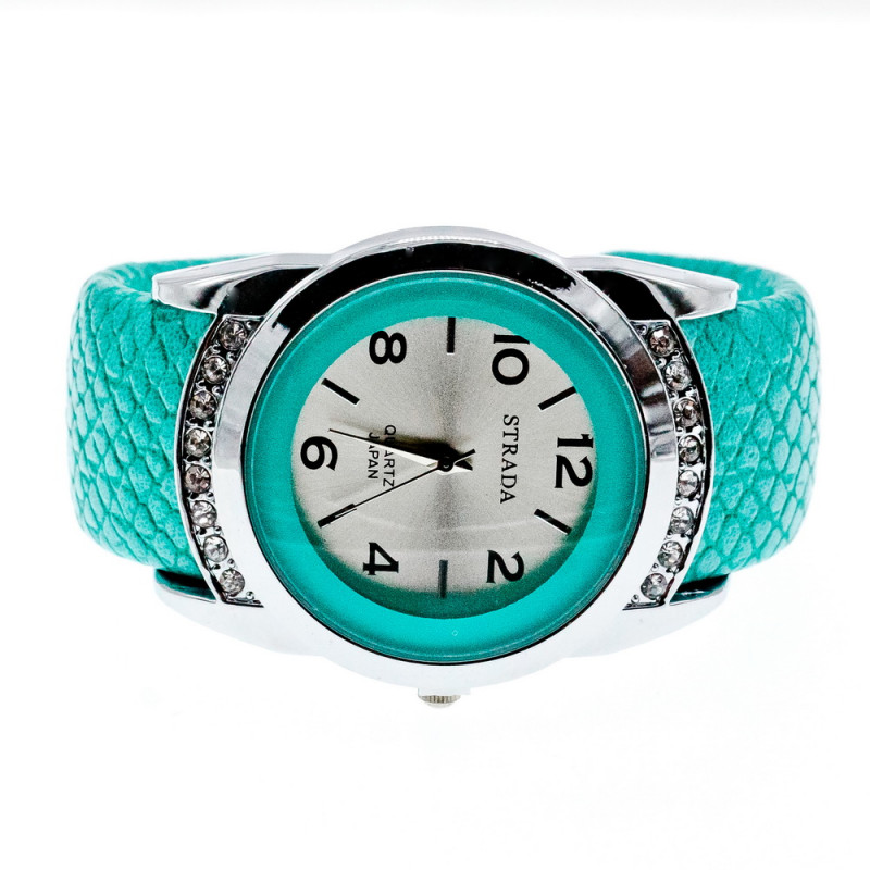 Sky Jewelry Часы с фианитами Strada Japan  Бирюза