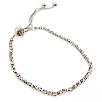 Sky Jewelry Браслет с белыми фианитами застежка скользящий узел