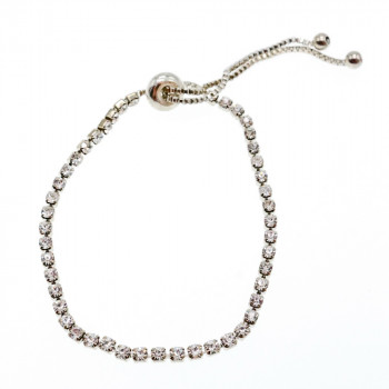 Sky Jewelry Браслет с белыми фианитами застежка скользящий узел