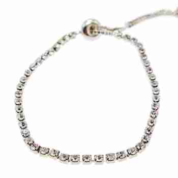 Sky Jewelry Браслет с белыми фианитами застежка скользящий узел