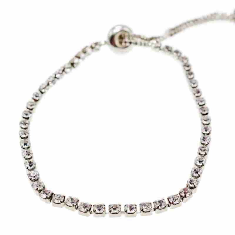 Sky Jewelry Браслет с белыми фианитами застежка скользящий узел