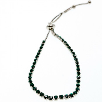 Sky Jewelry Браслет с зелеными фианитами застежка скользящий узел