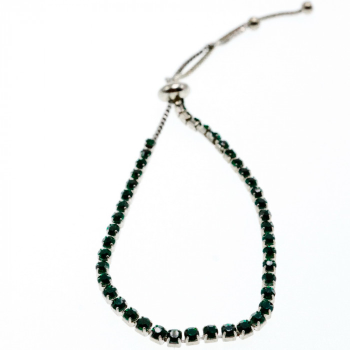 Sky Jewelry Браслет с зелеными фианитами застежка скользящий узел