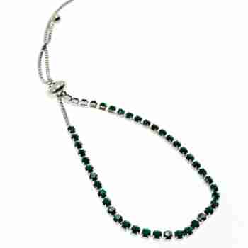 Sky Jewelry Браслет с зелеными фианитами застежка скользящий узел