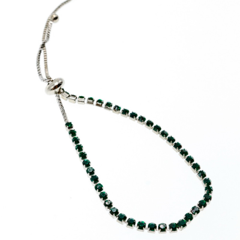 Sky Jewelry Браслет с зелеными фианитами застежка скользящий узел