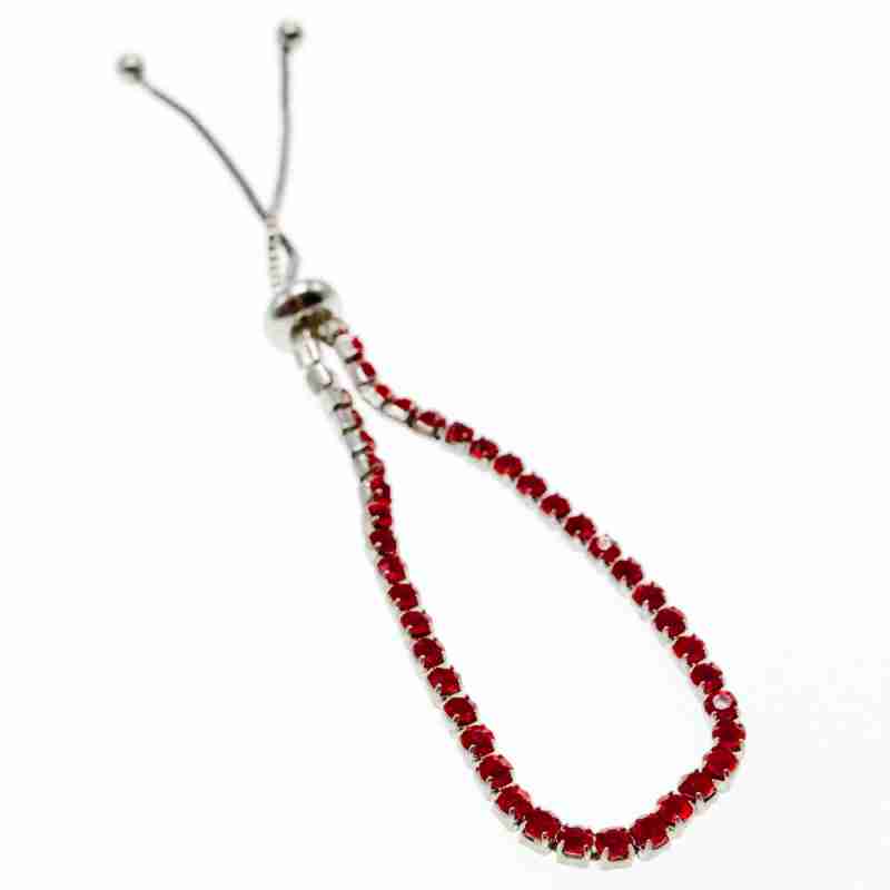 Sky Jewelry Браслет с красными фианитами застежка скользящий узел