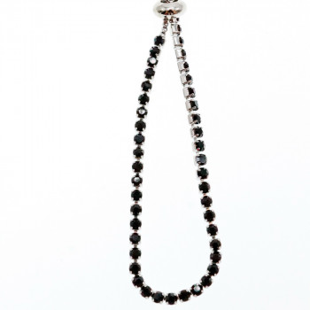 Sky Jewelry Браслет с черными фианитами застежка скользящий узел