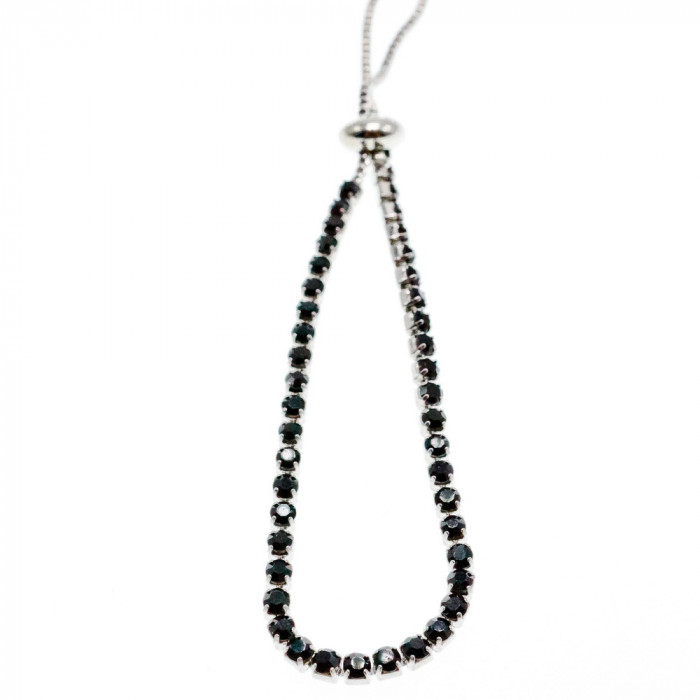 Sky Jewelry Браслет с черными фианитами застежка скользящий узел