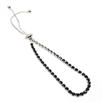 Sky Jewelry Браслет с черными фианитами застежка скользящий узел