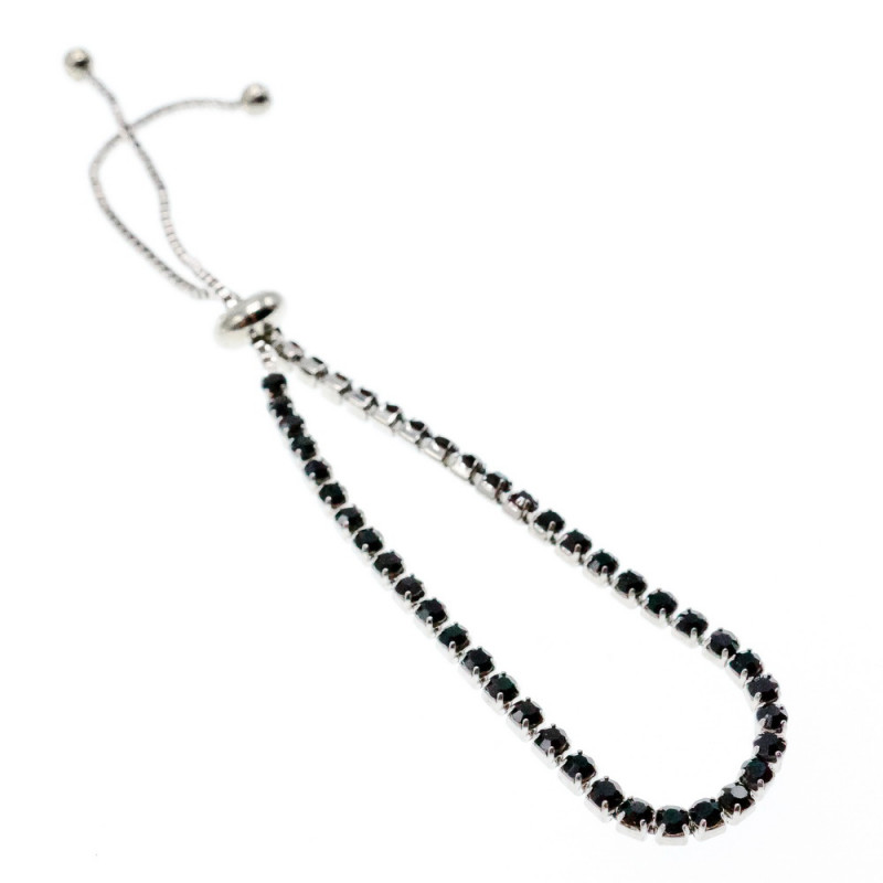 Sky Jewelry Браслет с черными фианитами застежка скользящий узел