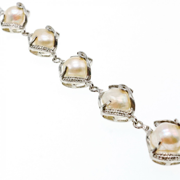 Sky Jewelry Браслет с жемчугом и фианитами