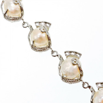 Sky Jewelry Браслет с жемчугом и фианитами