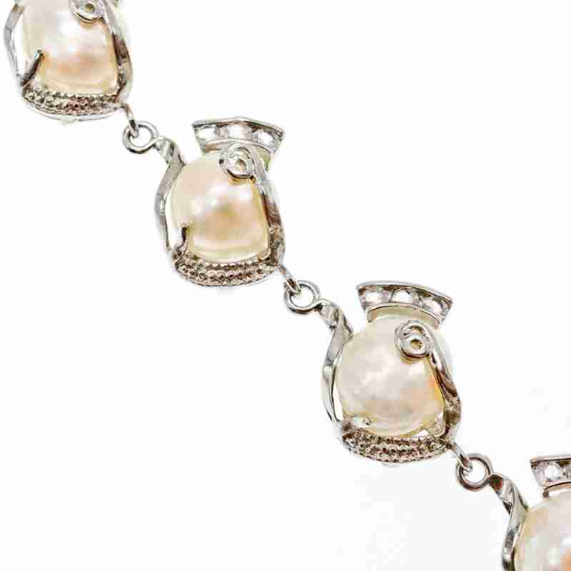 Sky Jewelry Браслет с жемчугом и фианитами
