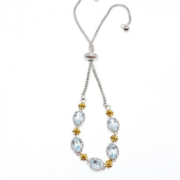 Sky Jewelry Браслет с фианитами застежка скользящий узел  Очарование