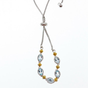 Sky Jewelry Браслет с фианитами застежка скользящий узел  Очарование