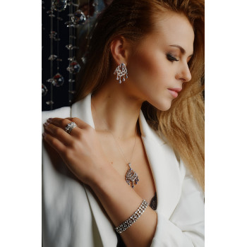 Sky Jewelry Серебряный браслет 925 пробы с редкой бесцветной шпинелью