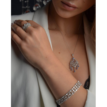 Sky Jewelry Серебряный браслет 925 пробы с редкой бесцветной шпинелью