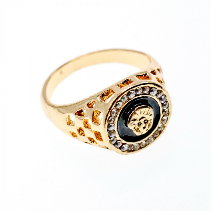 Sky Jewelry Мужское кольцо в позолоте с эмалью и фианитами