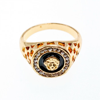 Sky Jewelry Мужское кольцо в позолоте с эмалью и фианитами