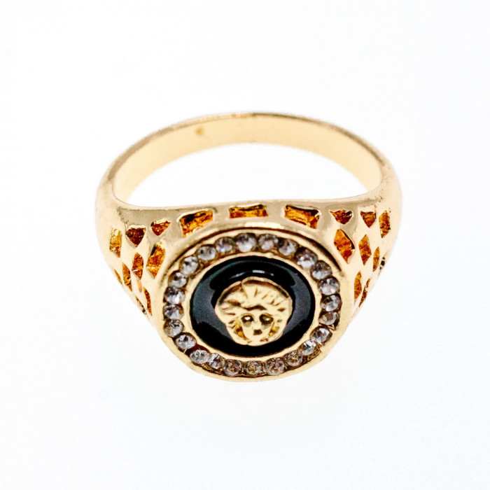 Sky Jewelry Мужское кольцо в позолоте с эмалью и фианитами
