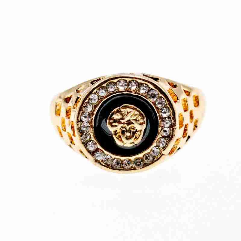 Sky Jewelry Мужское кольцо в позолоте с эмалью и фианитами