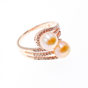 Sky Jewelry Кольцо с жемчугом и фианитами  Блеск