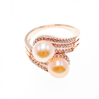 Sky Jewelry Кольцо с жемчугом и фианитами  Блеск