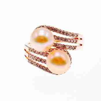 Sky Jewelry Кольцо с жемчугом и фианитами  Блеск
