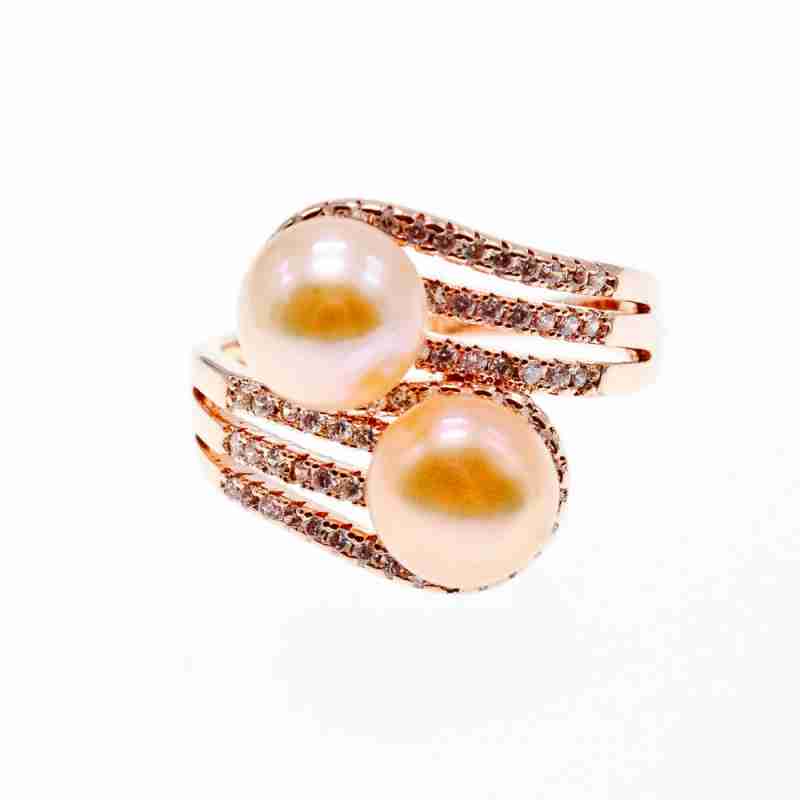 Sky Jewelry Кольцо с жемчугом и фианитами  Блеск