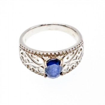 Sky Jewelry Серебряное кольцо с сапфиром и фианитами