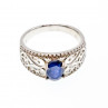 Sky Jewelry Серебряное кольцо с сапфиром и фианитами