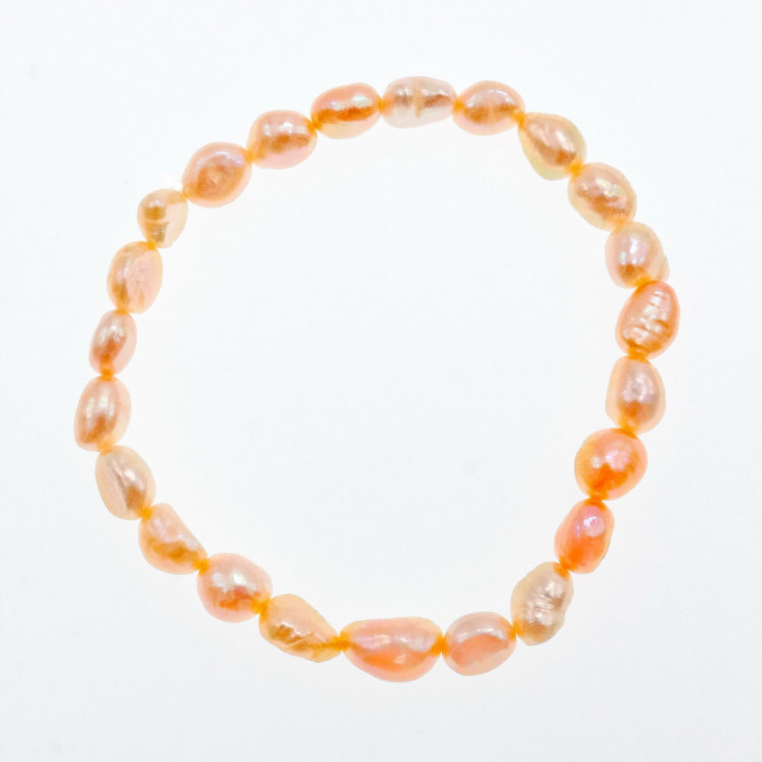 Sky Jewelry Браслет на резинке морской крашенный жемчуг  Персик