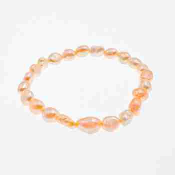 Sky Jewelry Браслет на резинке морской крашенный жемчуг  Персик