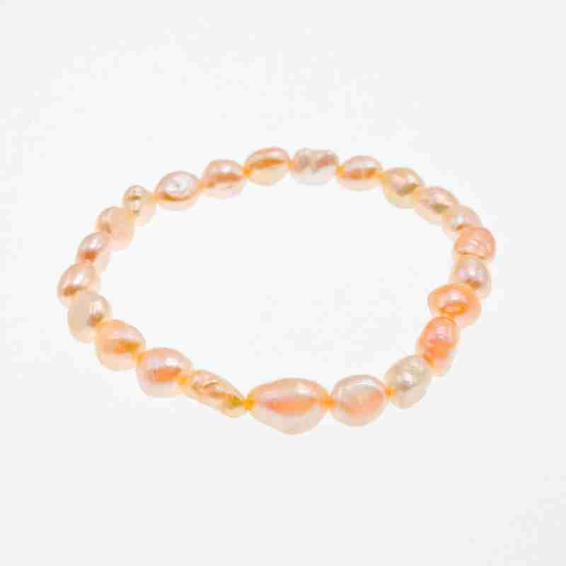 Sky Jewelry Браслет на резинке морской крашенный жемчуг  Персик