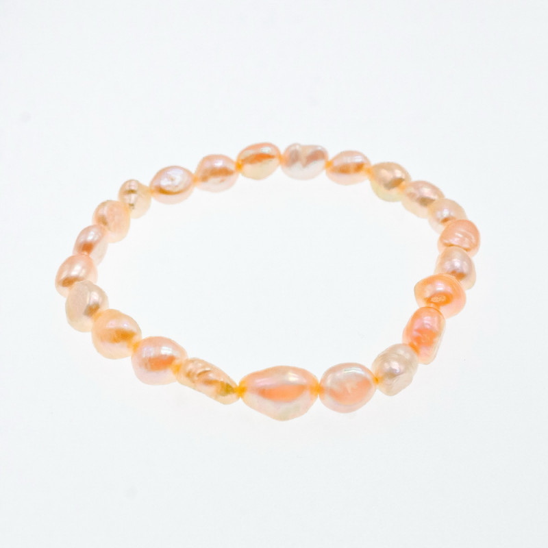 Sky Jewelry Браслет на резинке морской крашенный жемчуг  Персик