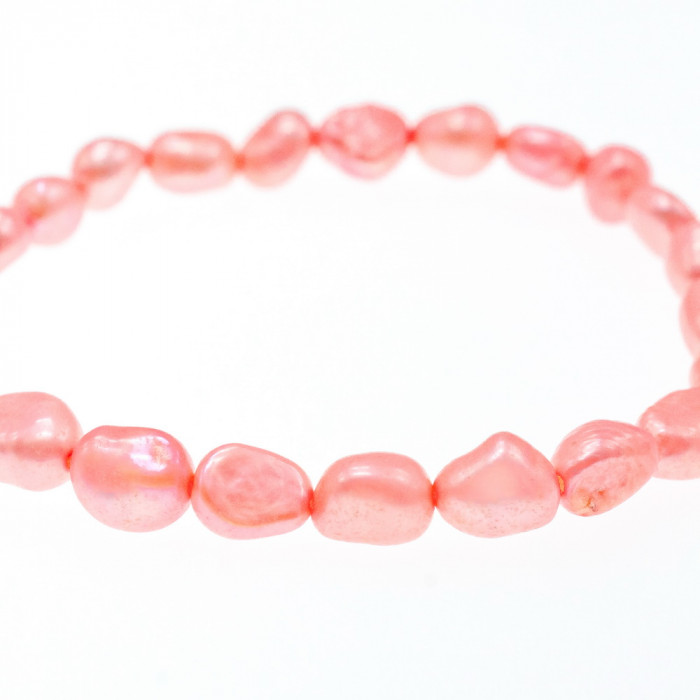 Sky Jewelry Браслет на резинке морской крашенный жемчуг  Розовый