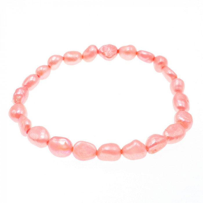 Sky Jewelry Браслет на резинке морской крашенный жемчуг  Розовый