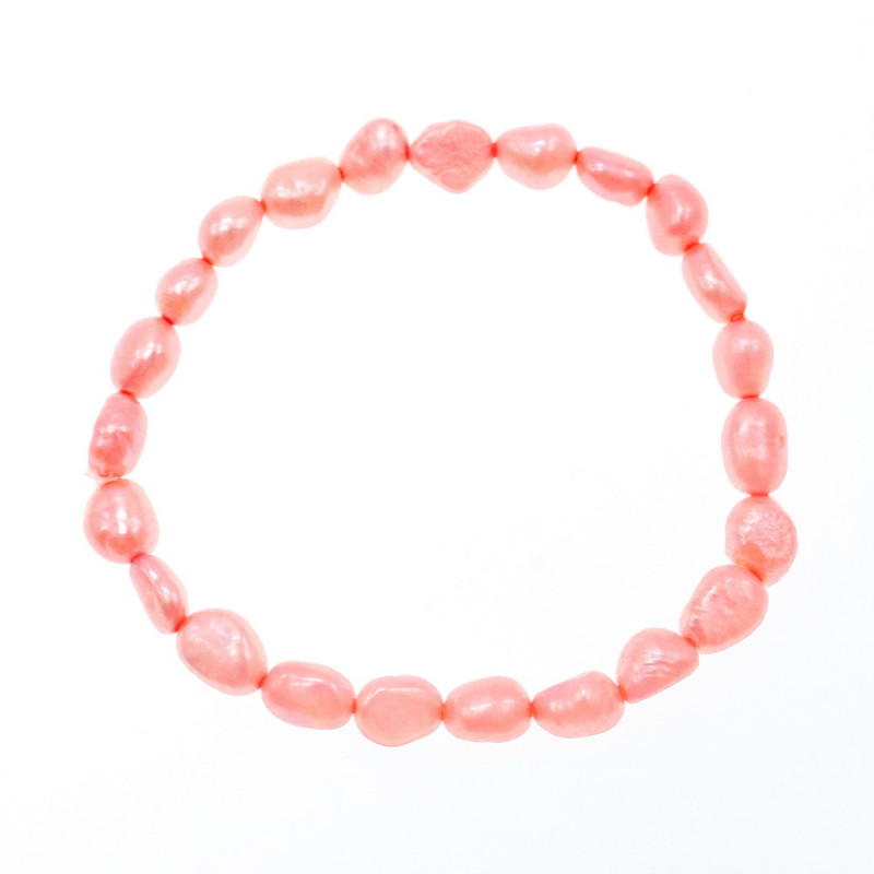 Sky Jewelry Браслет на резинке морской крашенный жемчуг  Розовый