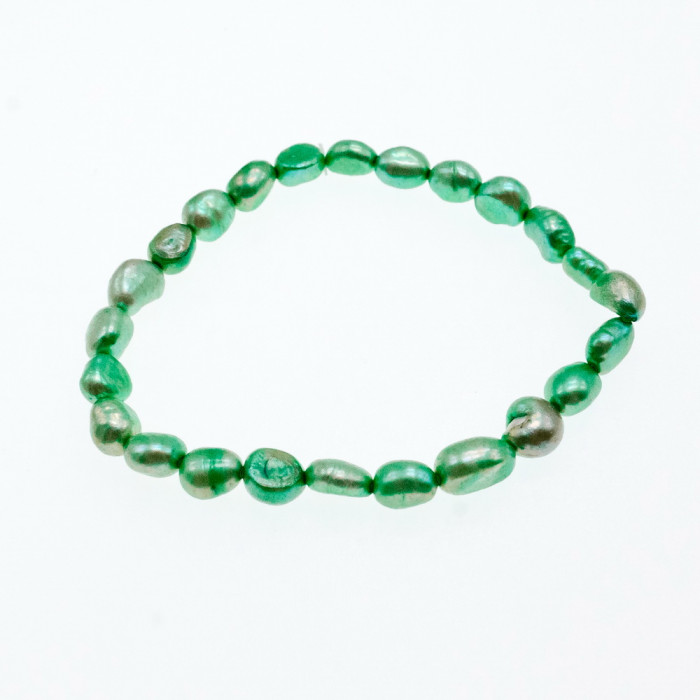 Sky Jewelry Браслет на резинке морской крашенный жемчуг  Зеленый