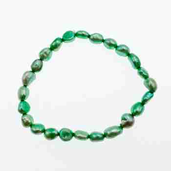 Sky Jewelry Браслет на резинке морской крашенный жемчуг  Зеленый