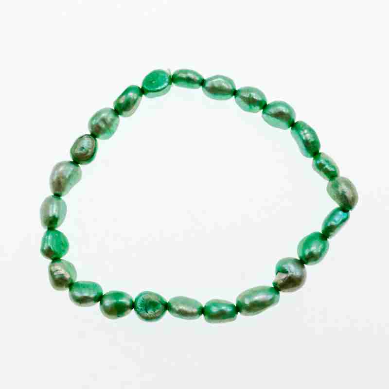 Sky Jewelry Браслет на резинке морской крашенный жемчуг  Зеленый