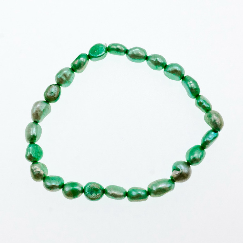 Sky Jewelry Браслет на резинке морской крашенный жемчуг  Зеленый